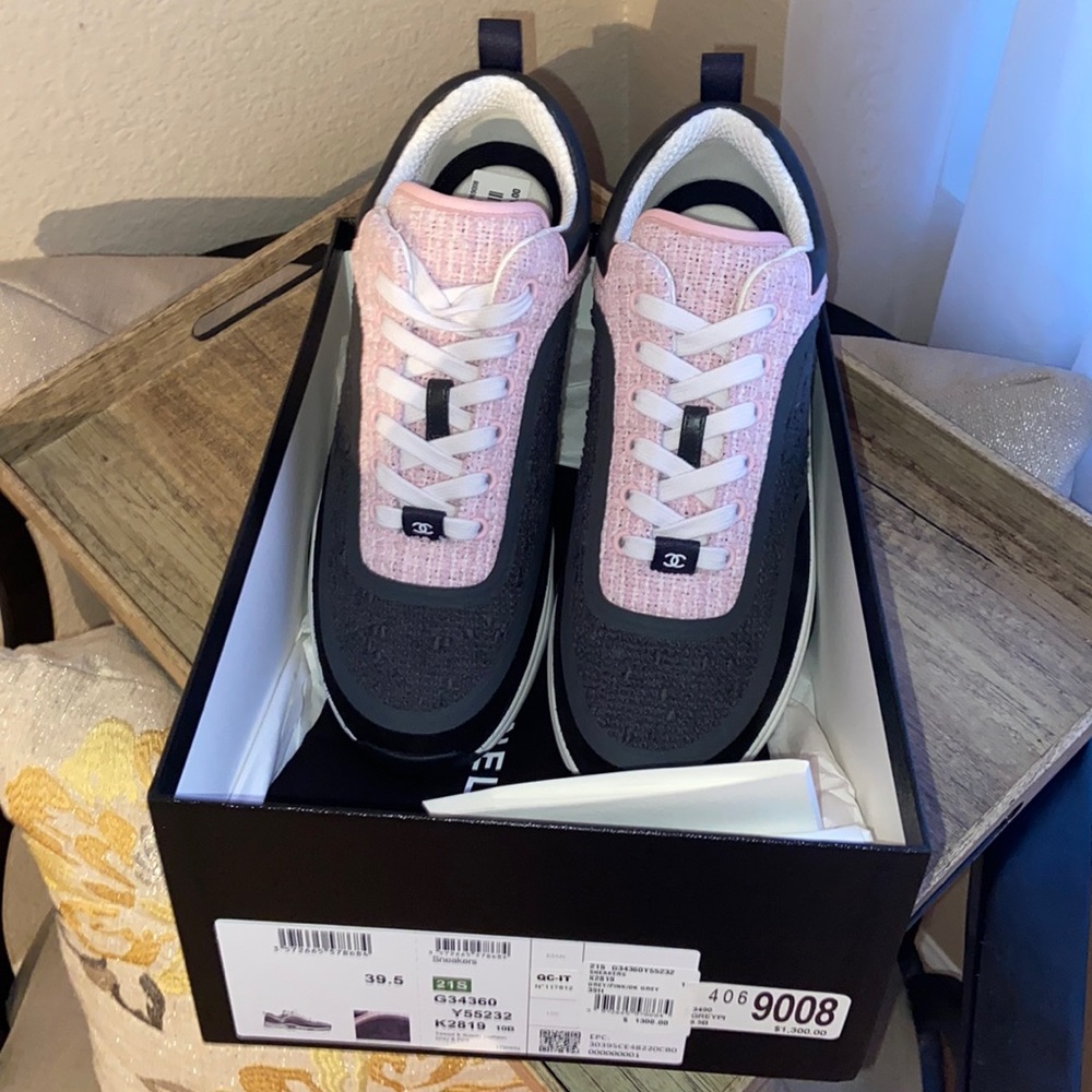 Chanel pink and gray sneakers